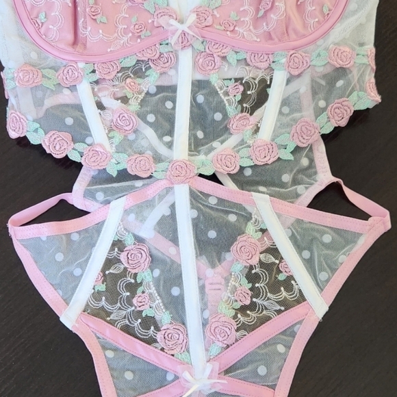 New!For Love and Lemons Pointelle Rose's Teddy - Picture 10 of 16